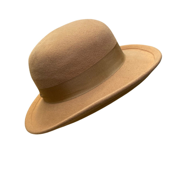 Street Smart Womens Tan Wool Felt Wide Brim Hat USA-Made Retro Style