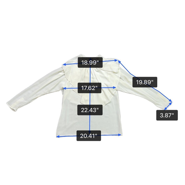 Regina Porter Womens Ivory Ruffle Front Button Long Sleeve Blouse Size 10