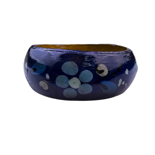 Pulsera Madera Pintada Maraca Sergio Mexico Blue Bangle Bracelet