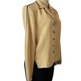 St. John Collection Knitted Beige Button-Up Womens Blazer Jacket Beige Sz 8
