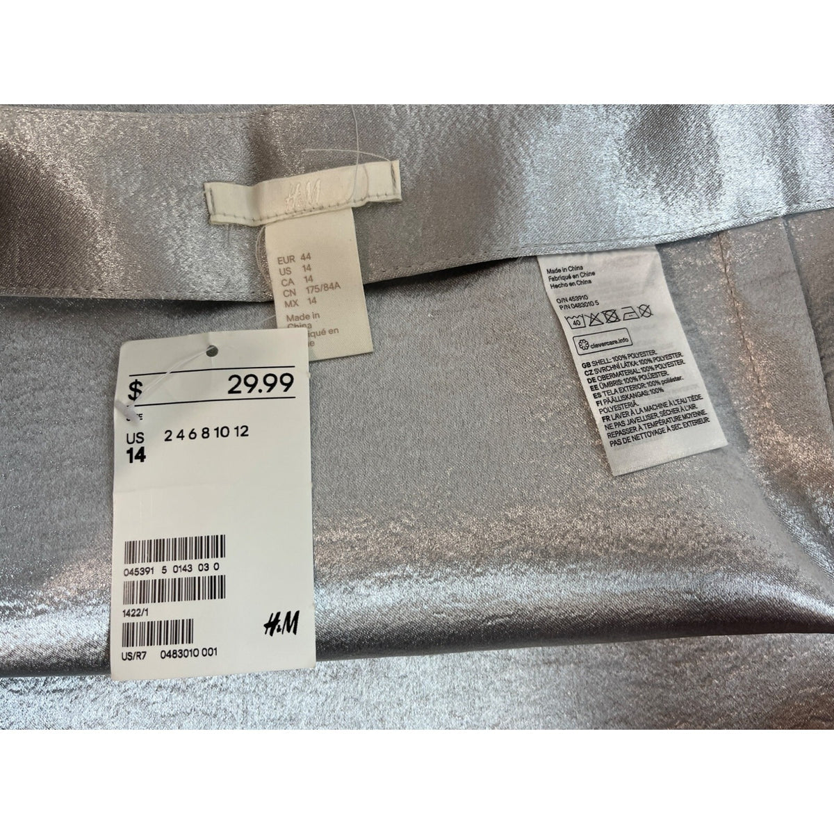 H&M Women's Grey Mermaid Knee Length Skirt Sz 14 - NWT