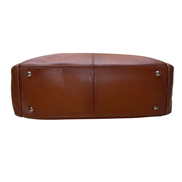 Kattee Women’s Brown Leather Structured Design Dual Handle Satchel Bag