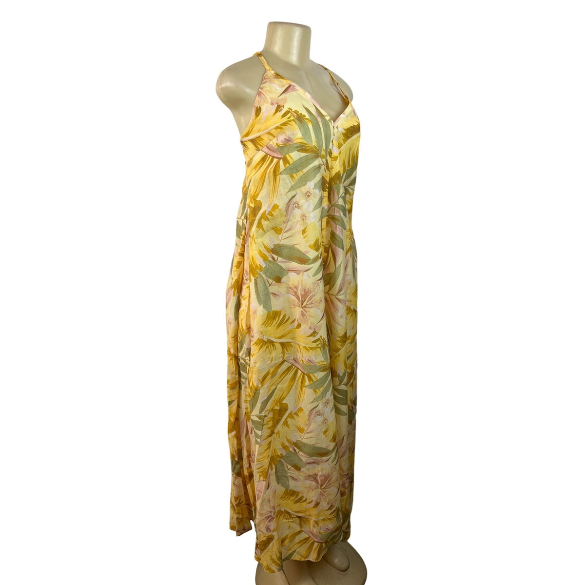 Cos Women's Yellow Floral Print Long Roper Summer Jumpsuit Sz S - NWT