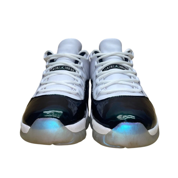 Air Jordan Men’s White & Emerald Green Patent Leather Low Top Sneakers Sz 12