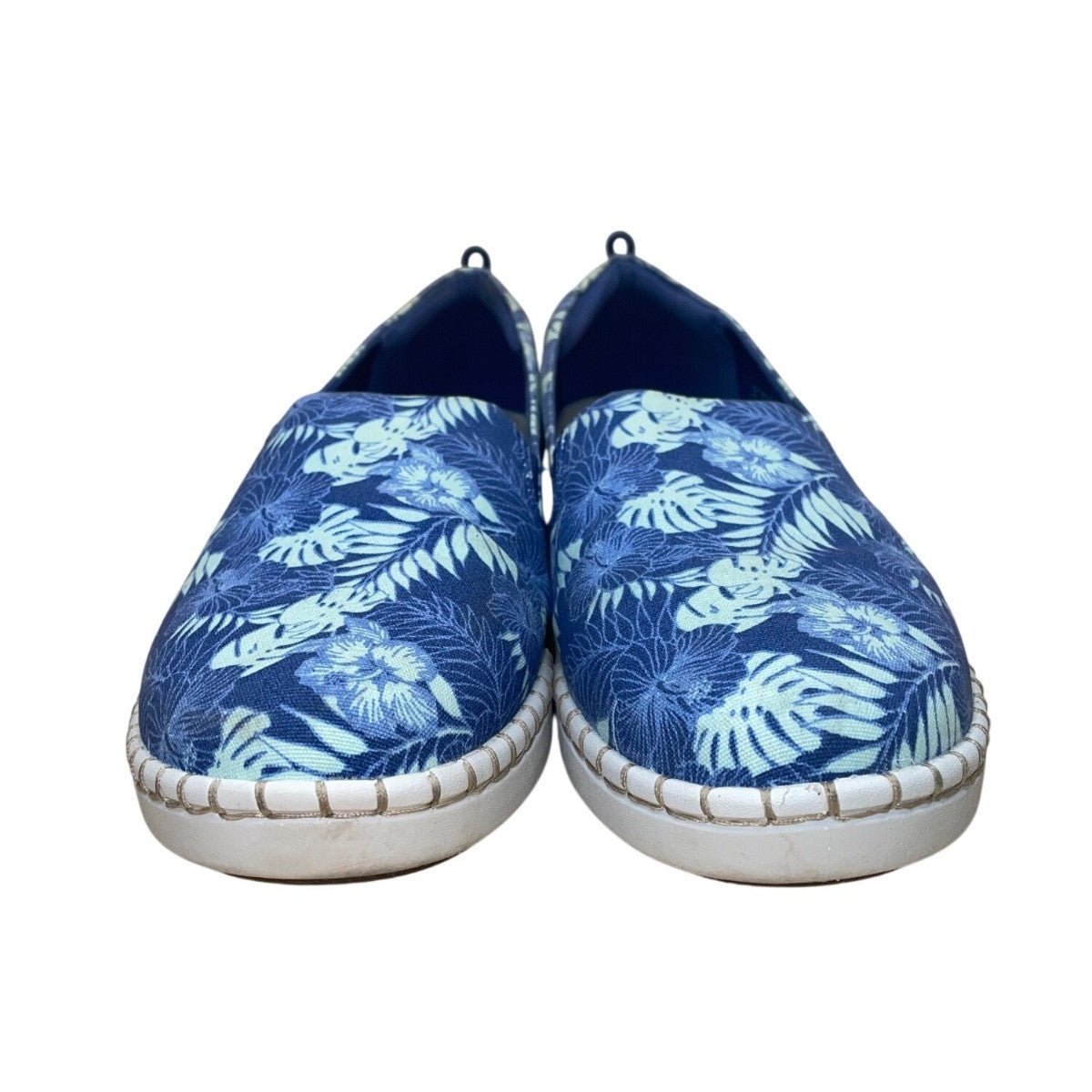 Clarks Women’s Blue Floral Cushion Soft Cloudsteppers Slip-On Shoes Size 11 Wide