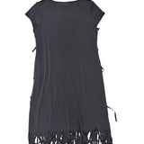 Chicos Womens Black Fringe Short Dress Stylish Evening Wear Size 2