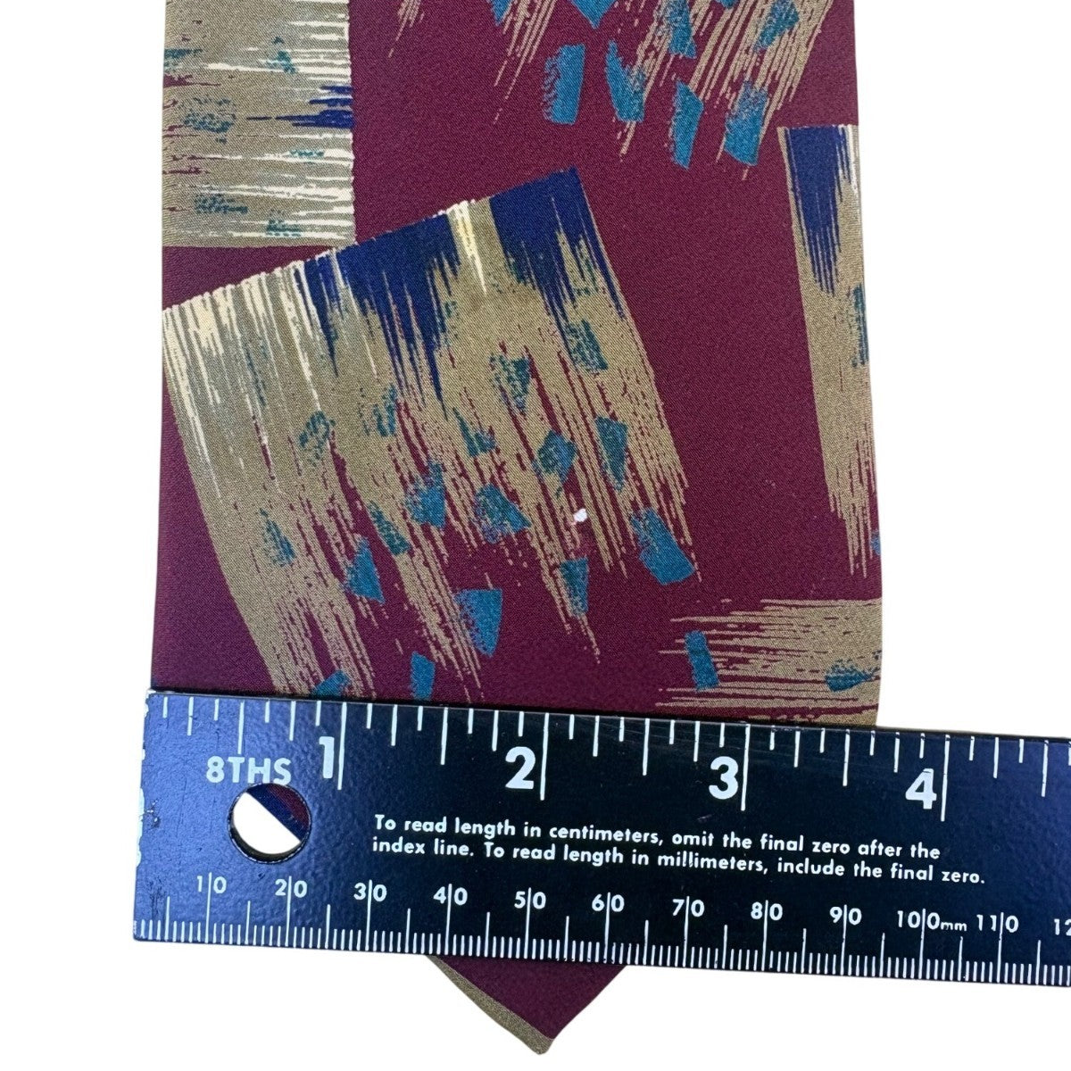 XAndrini Mens Burgundy 100% Silk Abstract Print Tie Italy Blue Gold Neckwear