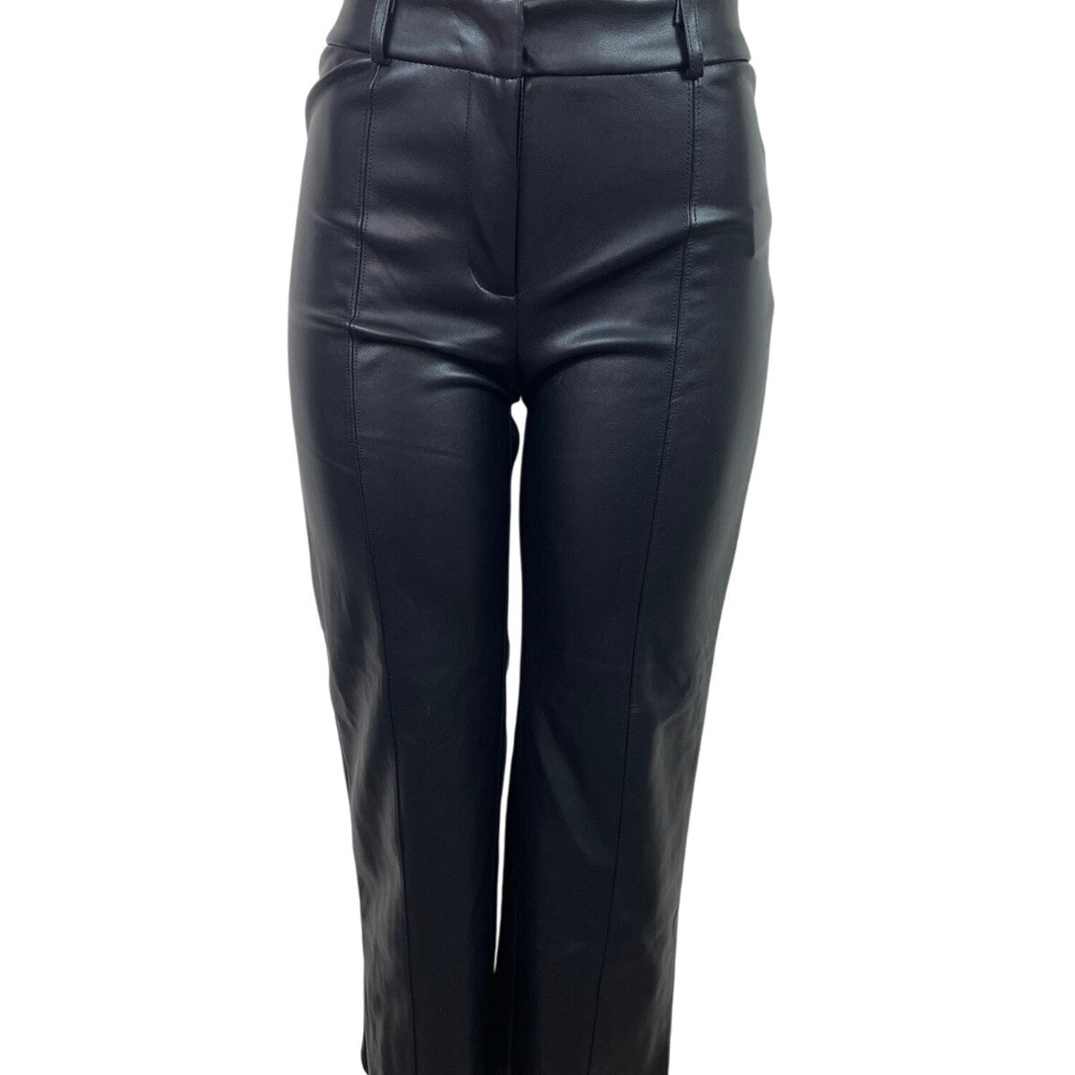 Avec Les Filles Black Cropped Faux Leather Pants High Rise Size S