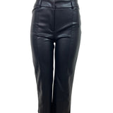 Avec Les Filles Black Cropped Faux Leather Pants High Rise Size S