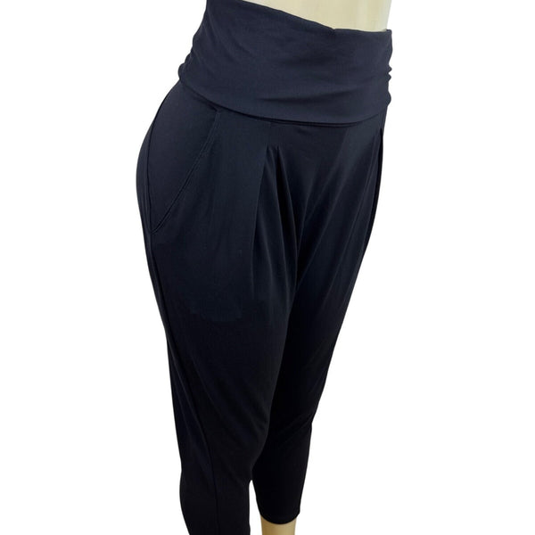 Zella Womens Black High-Waist Cropped Harem Pants Stretchy Size M - New