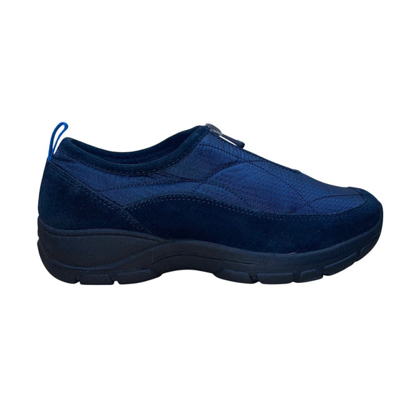 Lands End Women’s Navy Blue Suede & Quilted Nylon Slip-On Shoes Size 8.5D