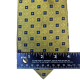 Brooks Brothers Mens Gold & Blue 100% Silk Patterned Geometric Design Tie