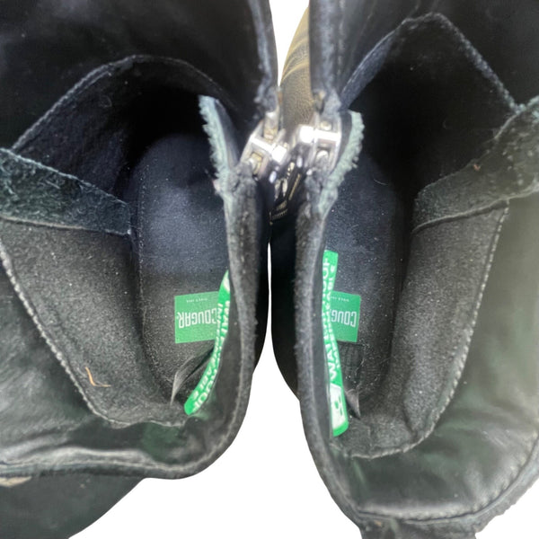 Cougar Women’s Black Leather & Suede Double Zipper Connect Ankle Boots Size 9M