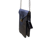 Epona Women’s Gray Metallic Snakeskin Clasp Closure Chain Strap Crossbody Bag