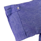 Zara Womens Blue Linen-Blend Collared Button-Up Short Sleeve Shirt Size XS