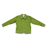 Quacker Factory Womens Green Embellished Button-Up Jacket Size XL