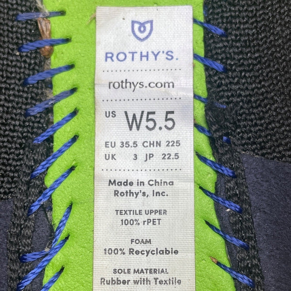 Rothys Women’s Black & Blue Knit Upper The Flats Slip-On Ballet Flats Size 5.5W
