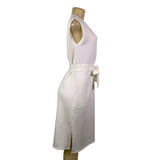 Spanx Women White Sleeveless Belted Midi Dress AirEssentials Pockets Size M