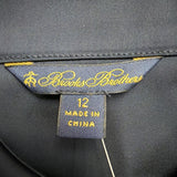 Brooks Brothers Womens Navy Satin Button-Up Collared Blouse Size 12 - New
