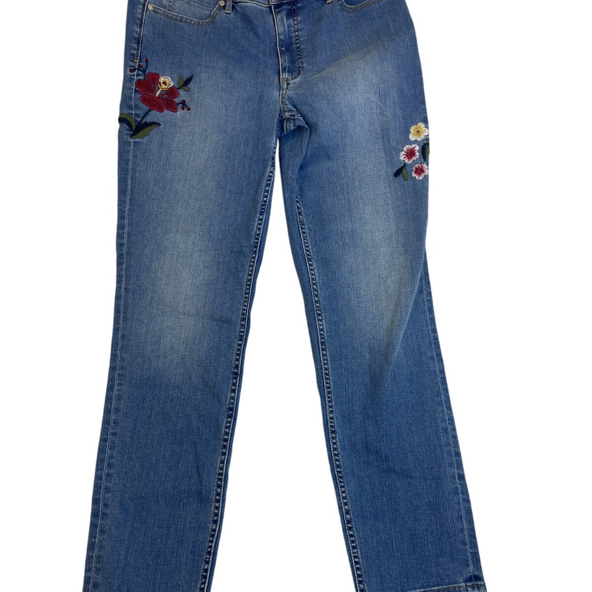 Talbots Women's Blue Medium Wash Embroidered Mid-Rise Jeans Sz 6 - New