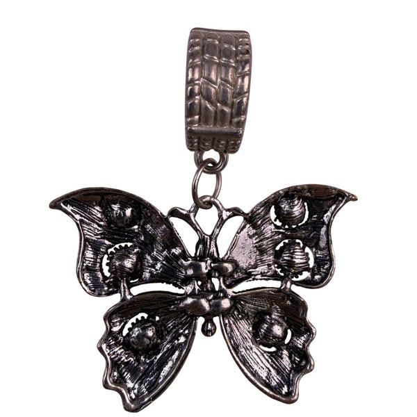 Crystal Silver Tone Womens Butterfly Pendant With Rhinestone Accents For Scarves