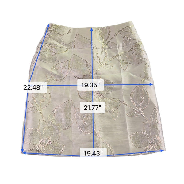 Tahari Womens Ivory Metallic Floral Skirt A-Line Elegant Size 4 