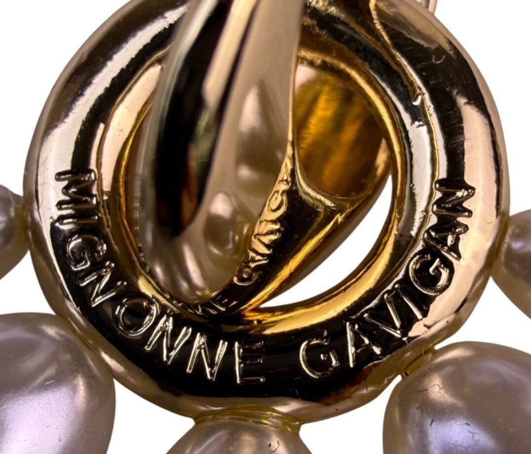 Mignonne Gavigan Womens Gold Tone & Pearl Faux Margot Drop Hoop Earrings
