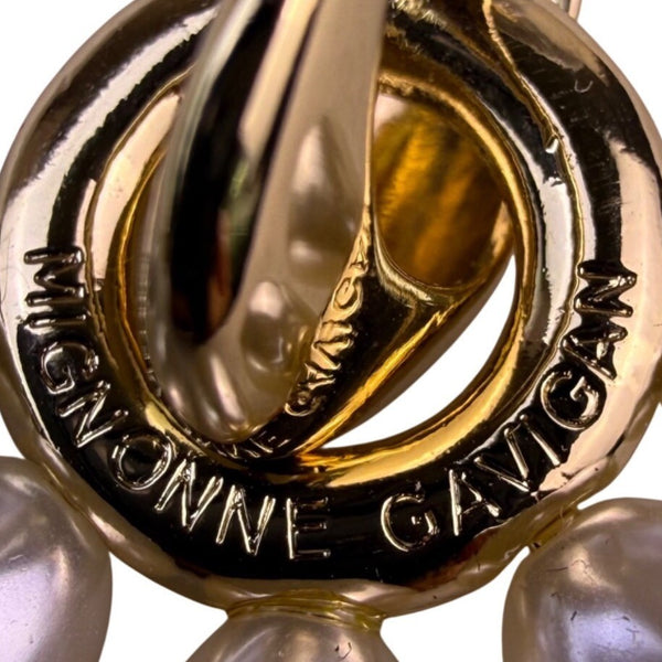 Mignonne Gavigan Womens Gold Tone & Pearl Faux Margot Drop Hoop Earrings