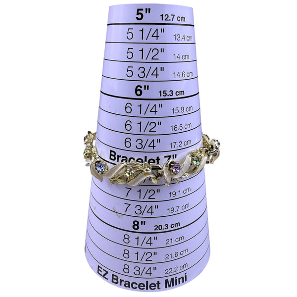 Gold Tone Womens Multi-Color Rhinestone Enamel Leaf Design Bracelet 