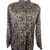 Vintage Yyes St. Clair Paisley Print Button-Up Long Sleeve Blouse Womens Size 12