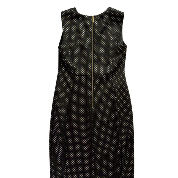 Calvin Klein Womens Black & Gold Polka Dot Sheath Dress Size 12