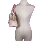 Ted Baker Women’s Pink & Cream Patent Stripe Detail Dual Top Handles Satchel