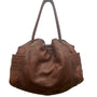 Cole Haan Women’s Brown Leather Drawstring Braided Handles Slouchy Shoulder Bag