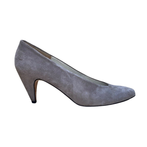 Evan-Picone Women’s Gray Suede Classic Pointed-Toe Mid-Heel Pumps Size 10N