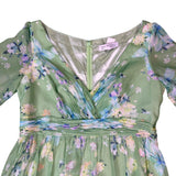 Mac Duggal Womens Green Floral Polyester Maxi Dress Elegant Bell Sleeves Sz 16