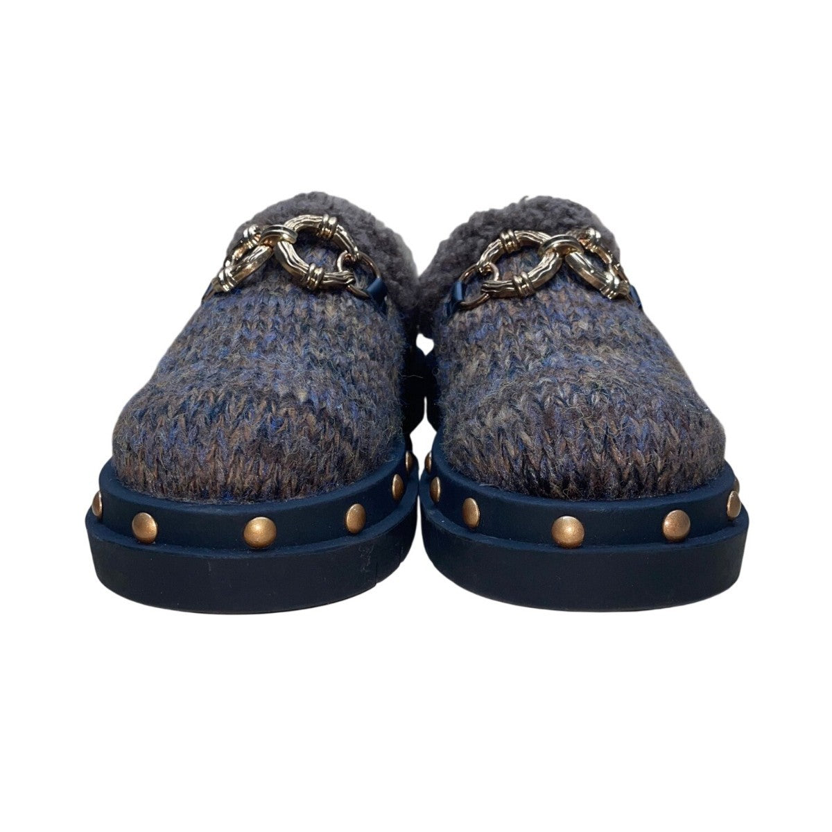 Circus By Sam Edelman Women’s Brown & Blue Faux Wool Cozy Studded Mule Clogs Siz