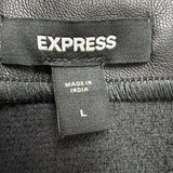 Express Womens Black Faux Leather Ruffle Hem Slip Dress Stylish Outfit Size L