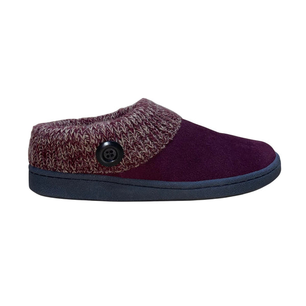 Clarks Women’s Burgundy Knit Cuff With Faux Fur Lining Slippers Size 10M