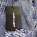 Pretty Little Thing Womens Blue High-Waisted Distressed Straight Leg Jeans Sz 4
