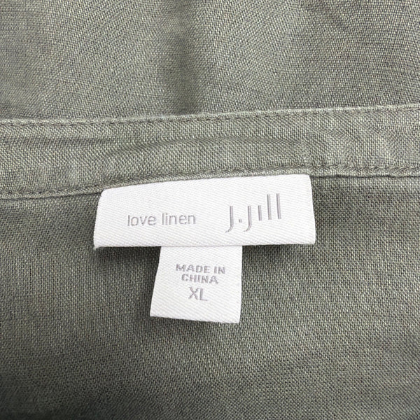 J.Jill Womens Green Linen Button-Down Long Sleeve Top Casual Lightweight Size XL