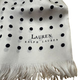 Lauren Ralph Lauren Womens Polka Dot Silk Scarf With Fringe Ivory/Black Womens