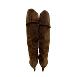 Nina Women’s Brown Suede Fold Over Knee High Heeled Boots Size 7.5