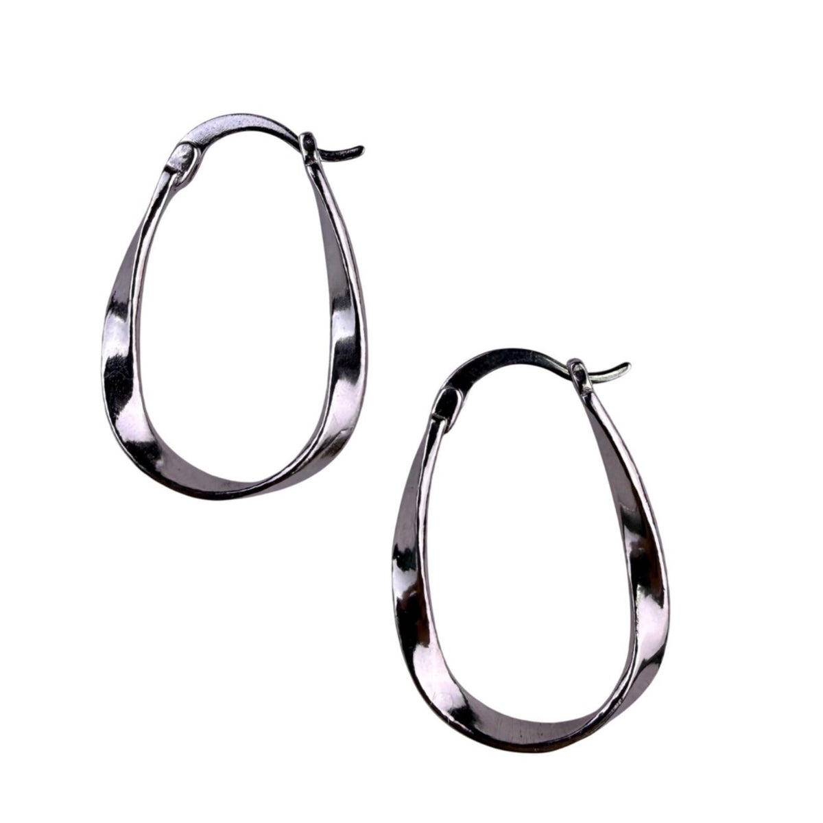 Sterling Silver 925 Women’s Polished Twisted Hoop Earrings Elegant Handcrafted