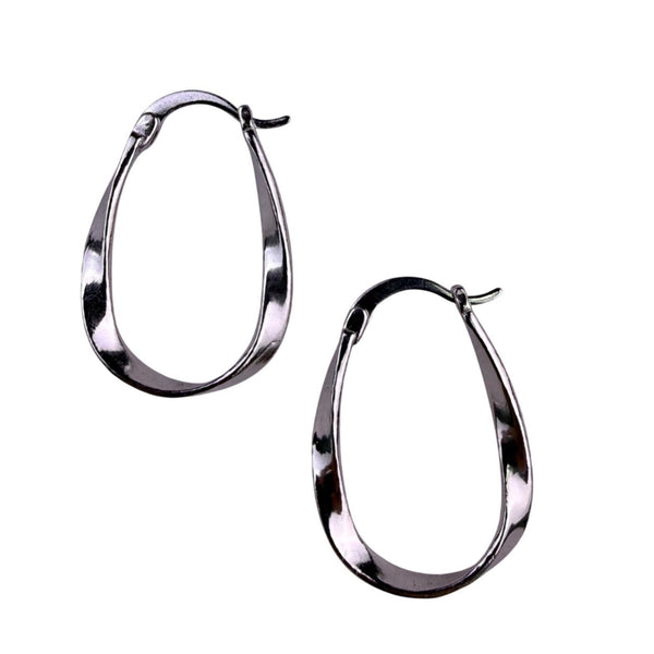 Sterling Silver 925 Women’s Polished Twisted Hoop Earrings Elegant Handcrafted