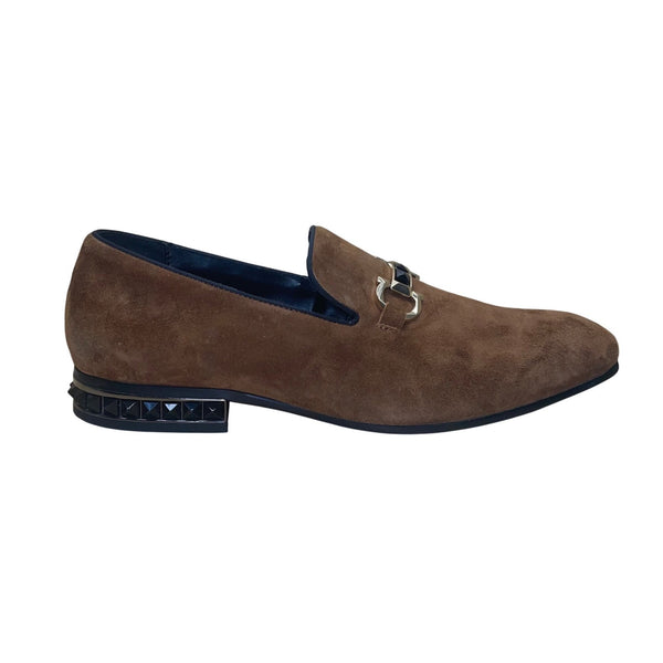 ALDO Men’s Brown Suede Slip-On Horsebit Detail Studded Heel Loafers Size 10