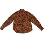 Loft Womens Black/Orange Leopard Print Smocked Long Sleeve Blouse Sz XS