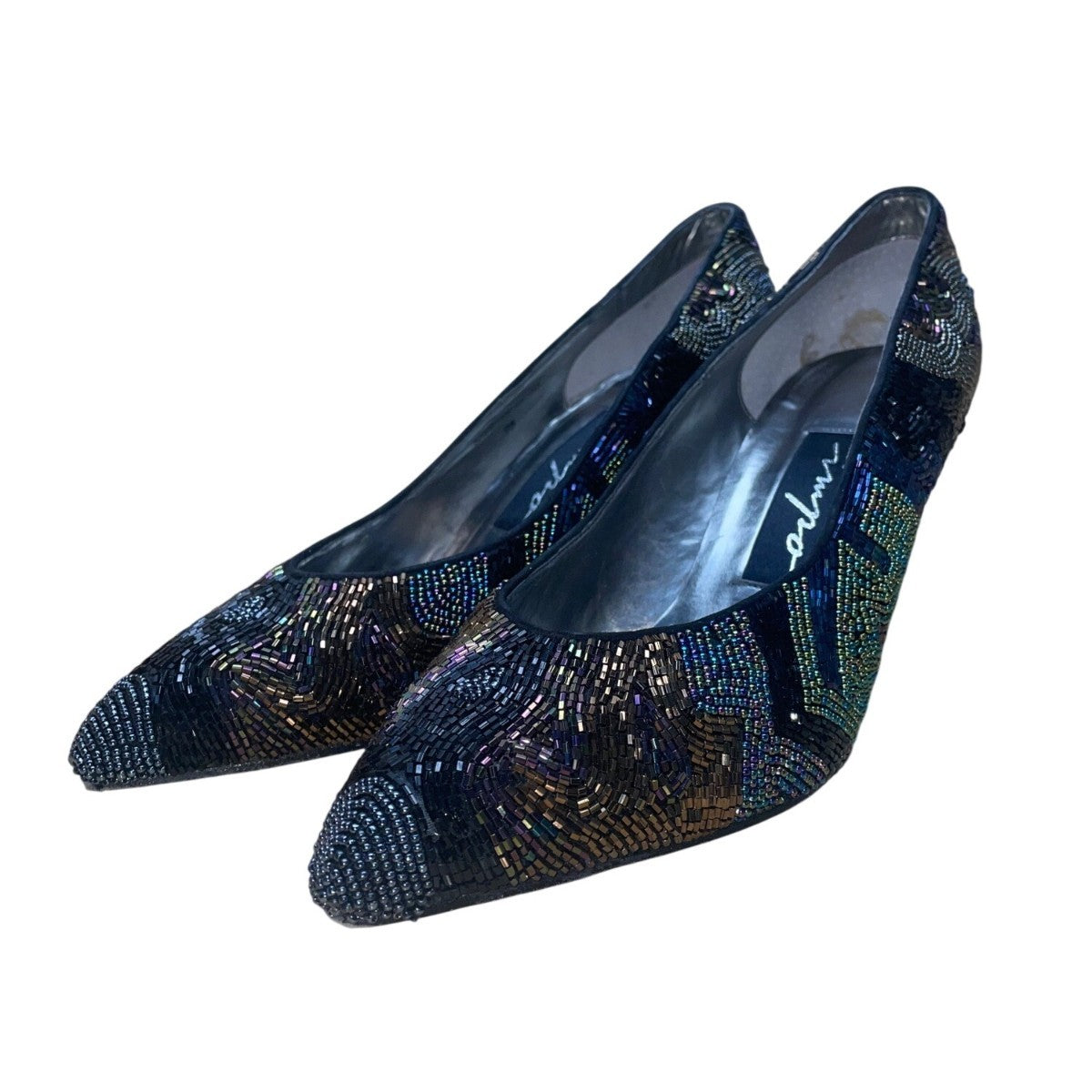 Impo Womens Black Iris Beaded Lining Monet High Heel Pumps Size 9B