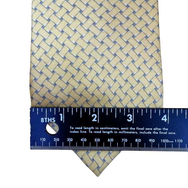 Neo By Bill Blass Mens Yellow 100% Silk Patterned Woven Tie Formalwear