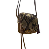 Elliott Lucca Women’s Gold & Brown Metallic Snake Print Sequin Crossbody Bag