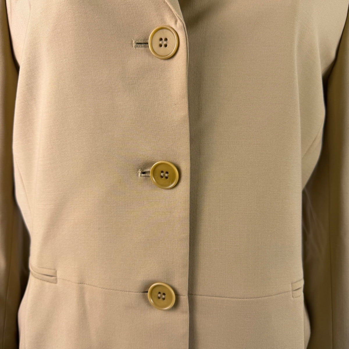 Talbots Womens Beige Wool Blend Grace Fit Blazer Jacket Button-Front Size 8
